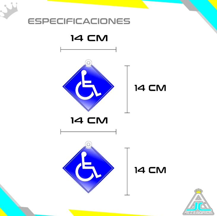 Aviso Letrero Discapacidad Carro Reflectivo Plástico 2 Chupas