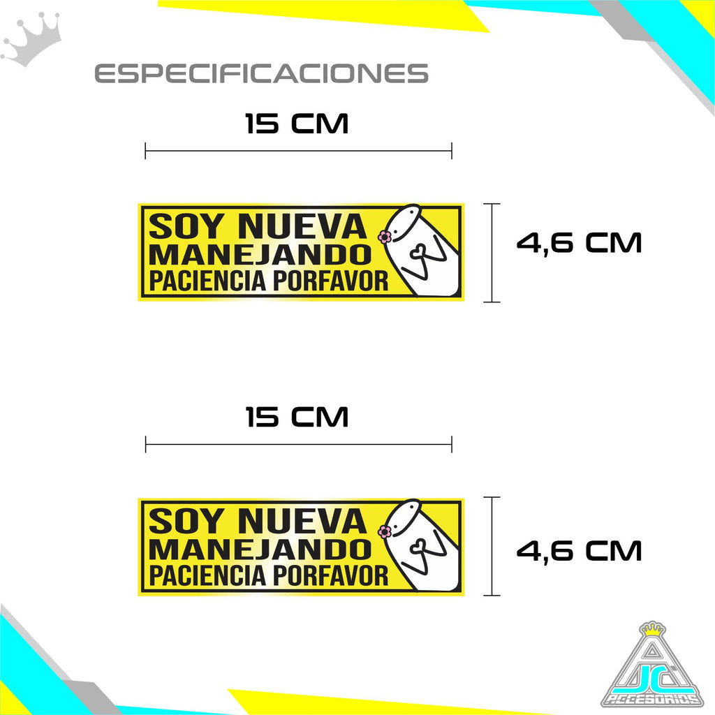 Sticker Reflectivo Soy Nuev@ Manejando Para Carro Moto 2 Unidades