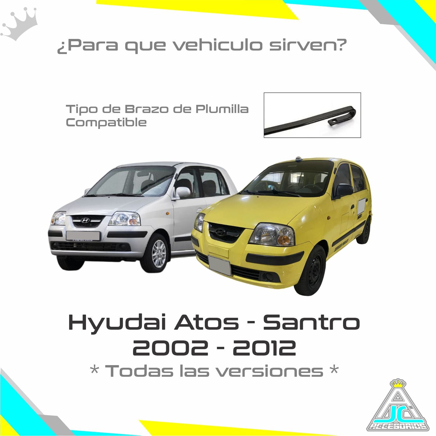 Plumillas Bosch Metálicas Limpiaparabrisas Hyundai Atos Santro Modelos Del 2002-2012
