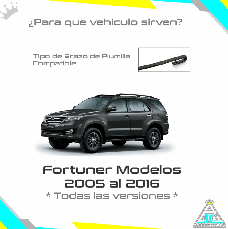 Plumillas Silicona Toyota Fortuner Modelos Del 2005-2016 Limpiaparabrisas
