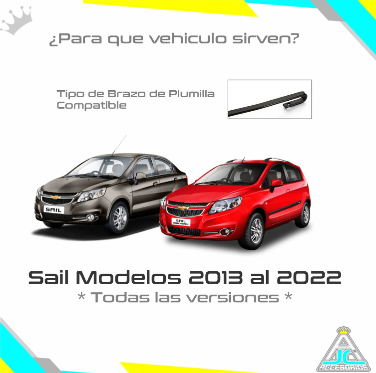 Par Plumillas Limpiaparabrisas Siliconadas Chevrolet Sail Modelos 2013-2022