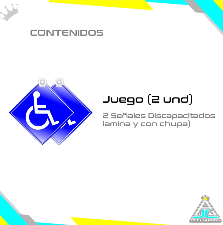 Aviso Letrero Discapacidad Carro Reflectivo Plástico 2 Chupas