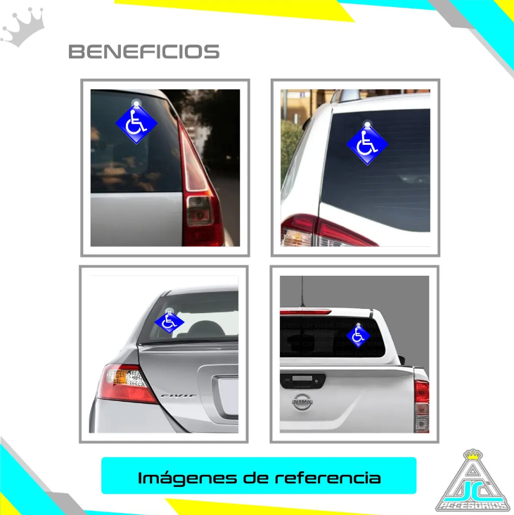 Aviso Letrero Discapacidad Carro Reflectivo Plástico 2 Chupas