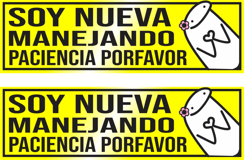 Sticker Reflectivo Soy Nuev@ Manejando Para Carro Moto 2 Unidades