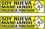 Sticker Reflectivo Soy Nuev@ Manejando Para Carro Moto 2 Unidades