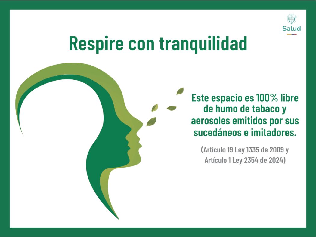 Aviso Espacio 100% Libre de Humo Respire Con Tranquilidad Lámina Plástica