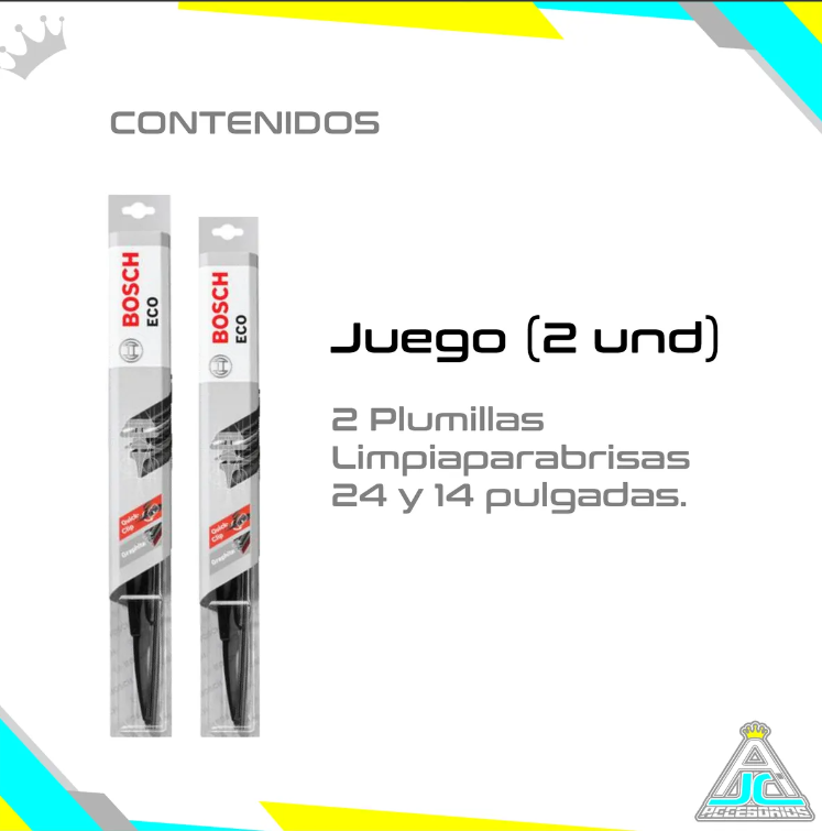 Par Plumillas Bosch Chevrolet Spark GT Modelos 2010-2017 Limpiaparabrisas