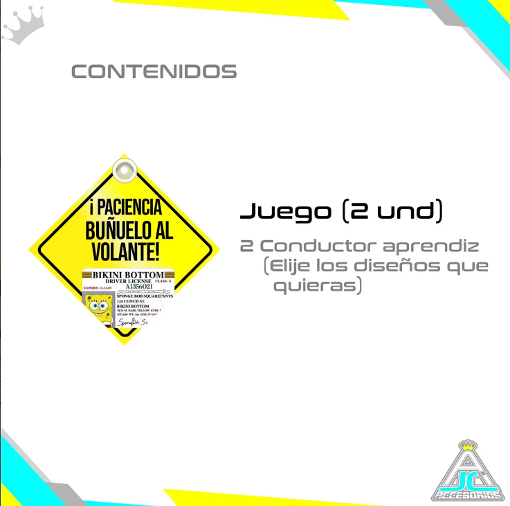 Aviso Letrero Plástico Aprendiz Abordo 2 Unidades Reflectivo Chupa