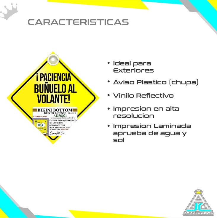 Aviso Letrero Plástico Aprendiz Abordo 2 Unidades Reflectivo Chupa