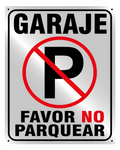 Aviso Letrero Plástico Prohibido Parquear 30x20cm Reflectivo