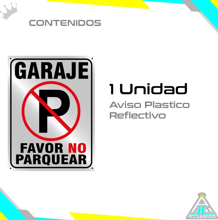 Aviso Letrero Plástico Prohibido Parquear 20x15cm Reflectivo