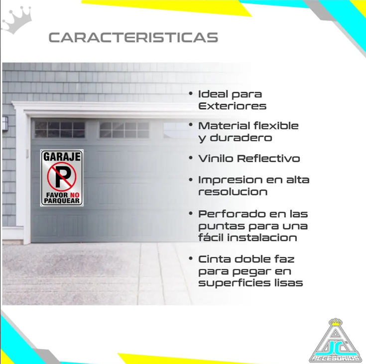 Aviso Letrero Plástico Prohibido Parquear 20x15cm Reflectivo