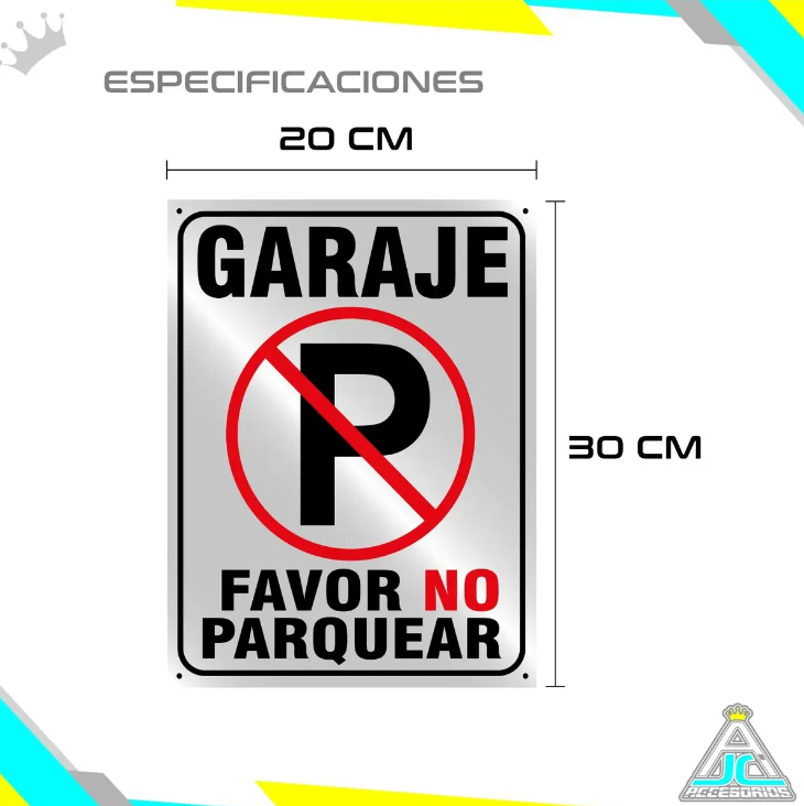 Aviso Letrero Plástico Prohibido Parquear 30x20cm Reflectivo