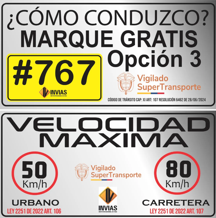 Avisos Reglamentarios Vinilo Reflectivo Velocidad Máxima + Cómo Conduzco Juego X2 30x15cm
