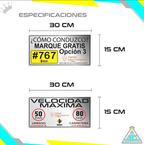 Avisos Reglamentarios Vinilo Reflectivo Velocidad Máxima + Cómo Conduzco Juego X2 30x15cm