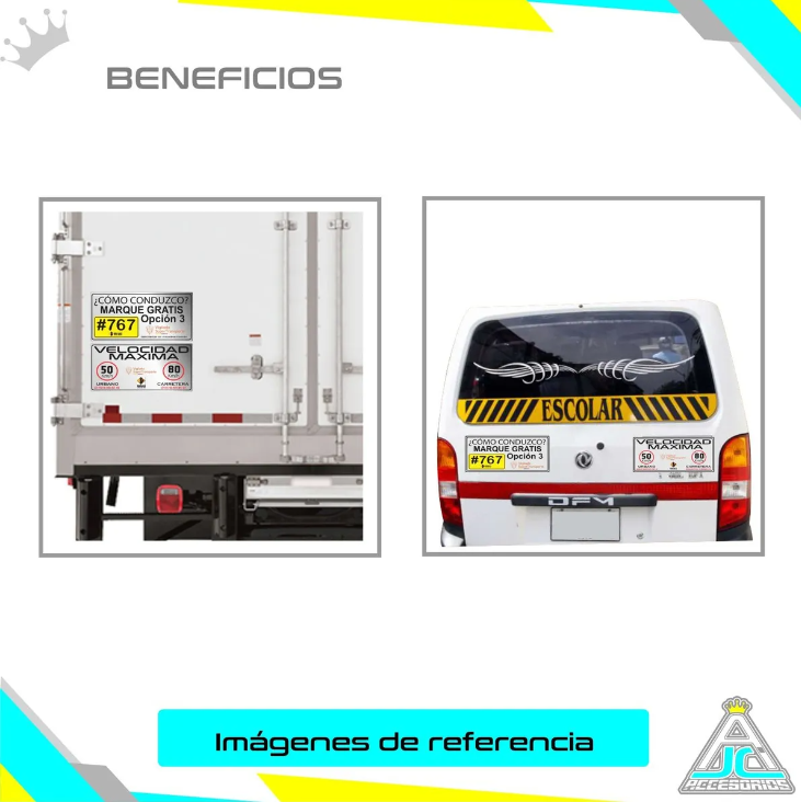 Avisos Reglamentarios Vinilo Reflectivo Velocidad Máxima + Cómo Conduzco Juego X2 30x15cm