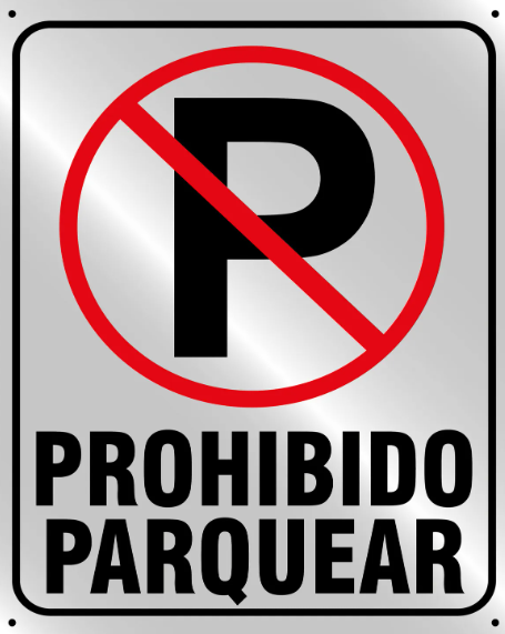 Aviso Letrero Plástico Prohibido Parquear 20x15cm Reflectivo