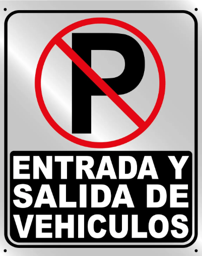 Aviso Letrero Plástico Prohibido Parquear 30x20cm Reflectivo