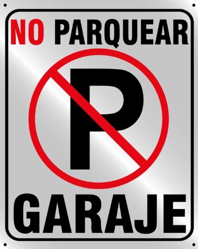 Aviso Letrero Plástico Prohibido Parquear 30x20cm Reflectivo
