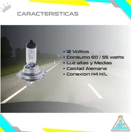Bombillo Narva H4 Halógeno Alemán 12V 60/55W Luz Altas Y Bajas Carro