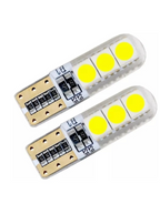 Bombillos T10 158 LED Silicona Strober Luz Blanca 12V Carro Moto Par