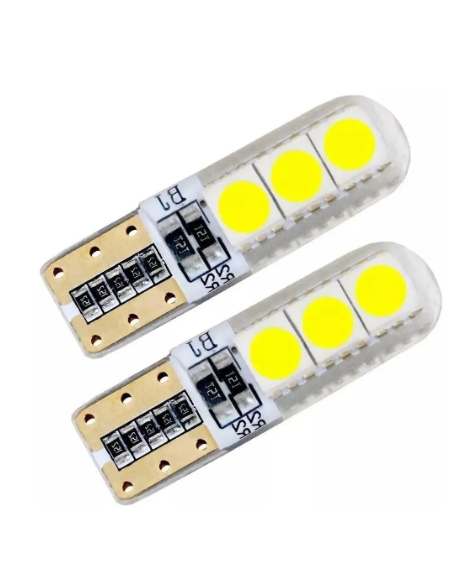 Bombillos T10 158 LED Silicona Strober Luz Blanca 12V Carro Moto Par