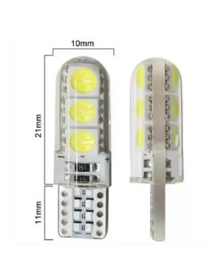Bombillos T10 158 LED Silicona Strober Luz Blanca 12V Carro Moto Par