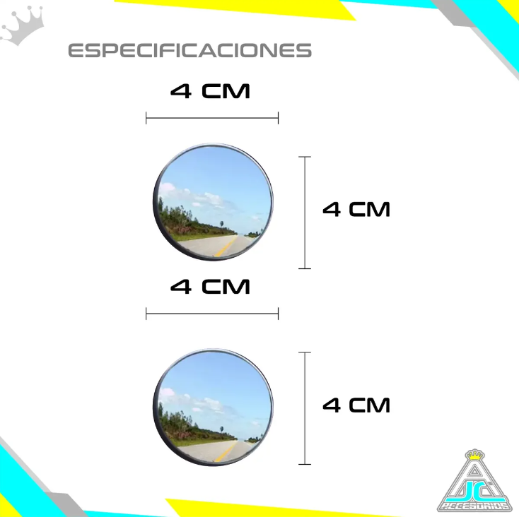 Espejos Auxiliares Convexos Punto Ciego Retrovisor 4cm - 5cm X2 Carro Moto