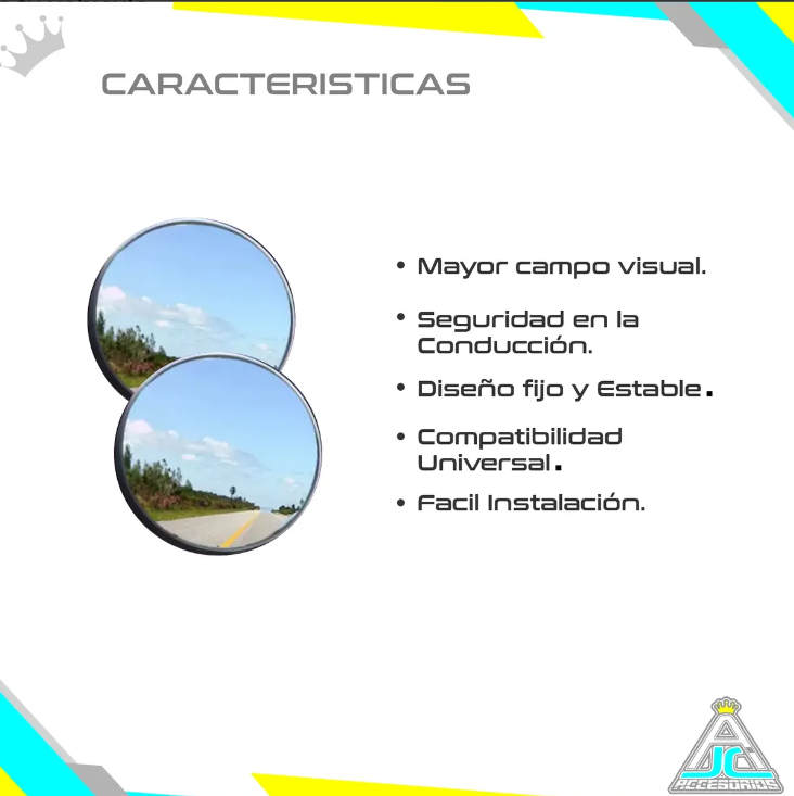 Espejos Auxiliares Convexos Punto Ciego Retrovisor 4cm - 5cm X2 Carro Moto