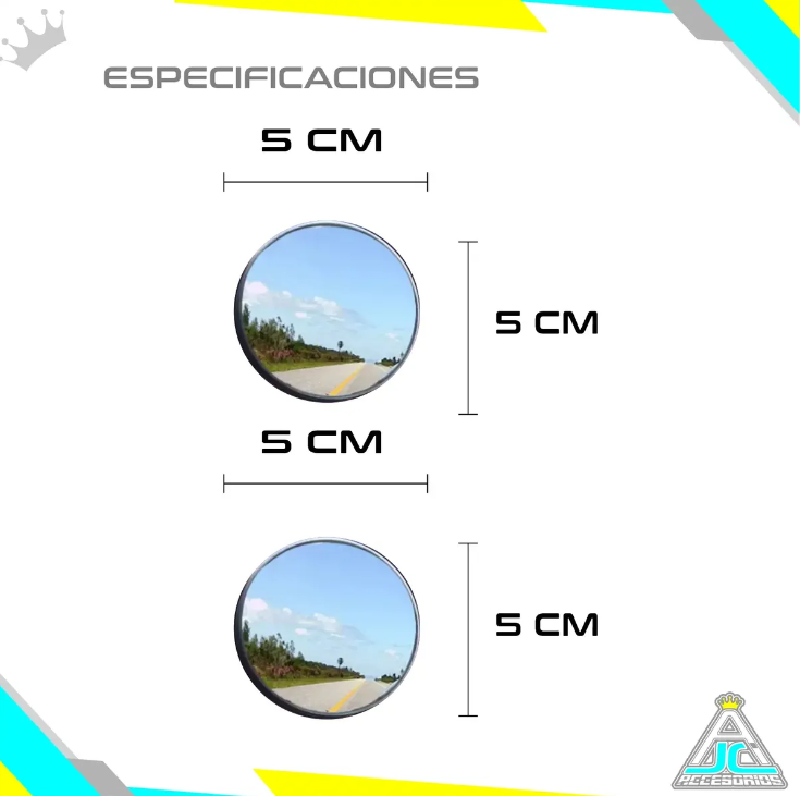 Espejos Auxiliares Convexos Punto Ciego Retrovisor 4cm - 5cm X2 Carro Moto